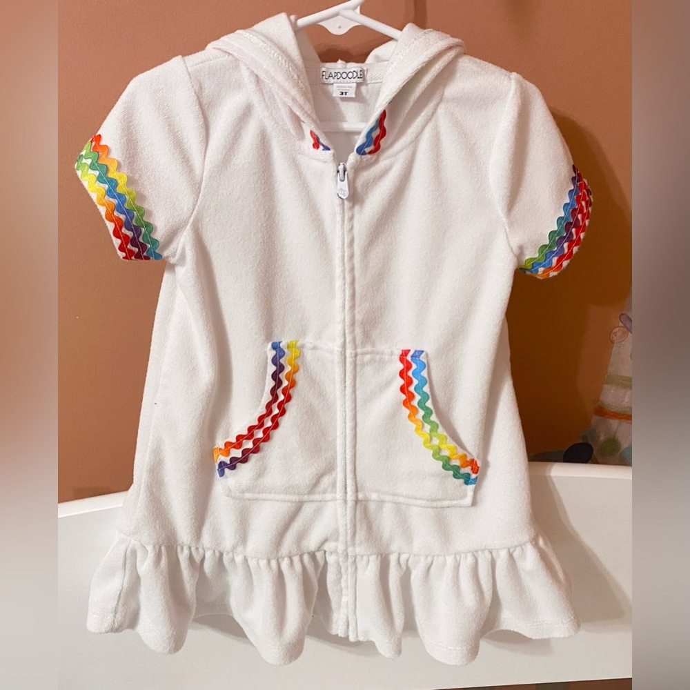 White Swimsuit Coverup by Flapdoodle.  Sz 3T